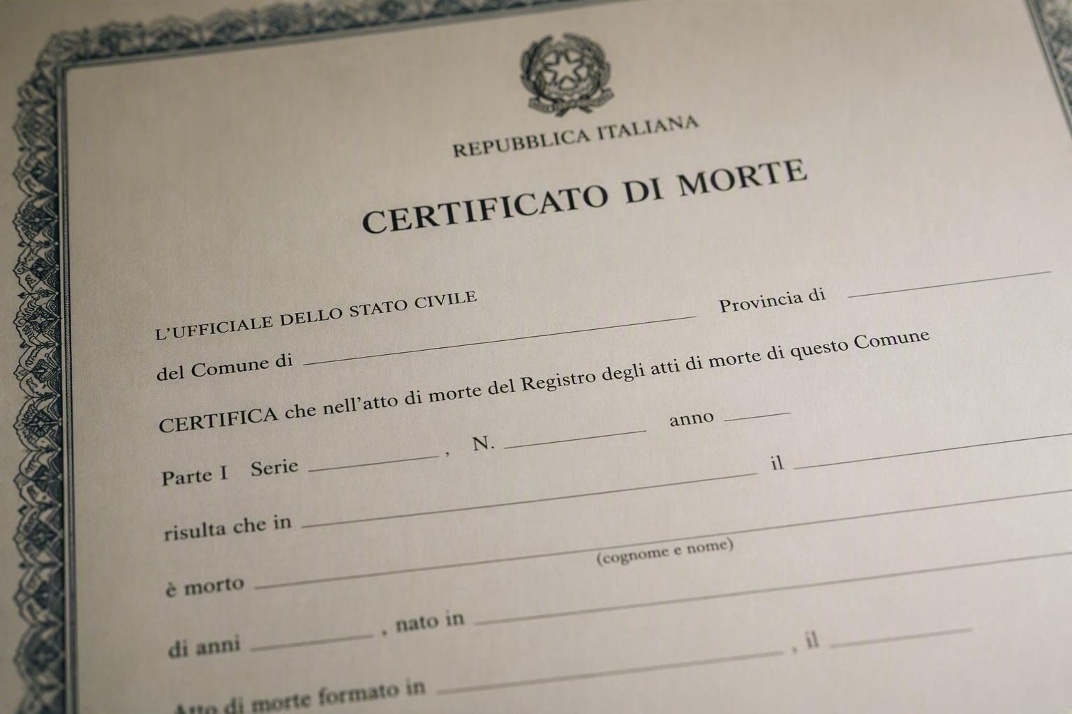 modulo da compilare sul certificato di morte